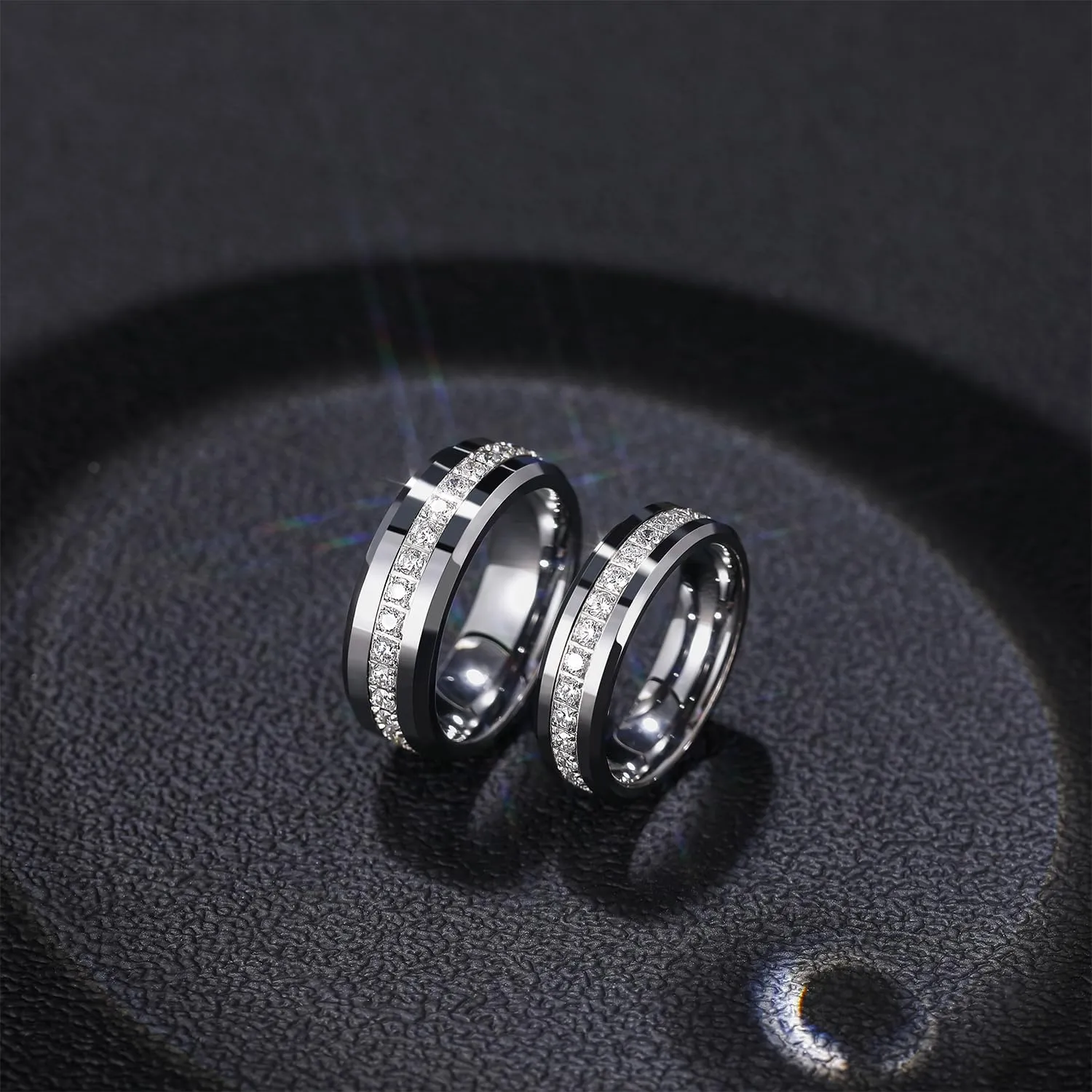 Greenpod 6mm 8mm Tungsten Carbide Rings for Men Silver/Gold Cubic Zirconia Eternity Wedding Band Women High Polish Comfort Fit Size 6-13