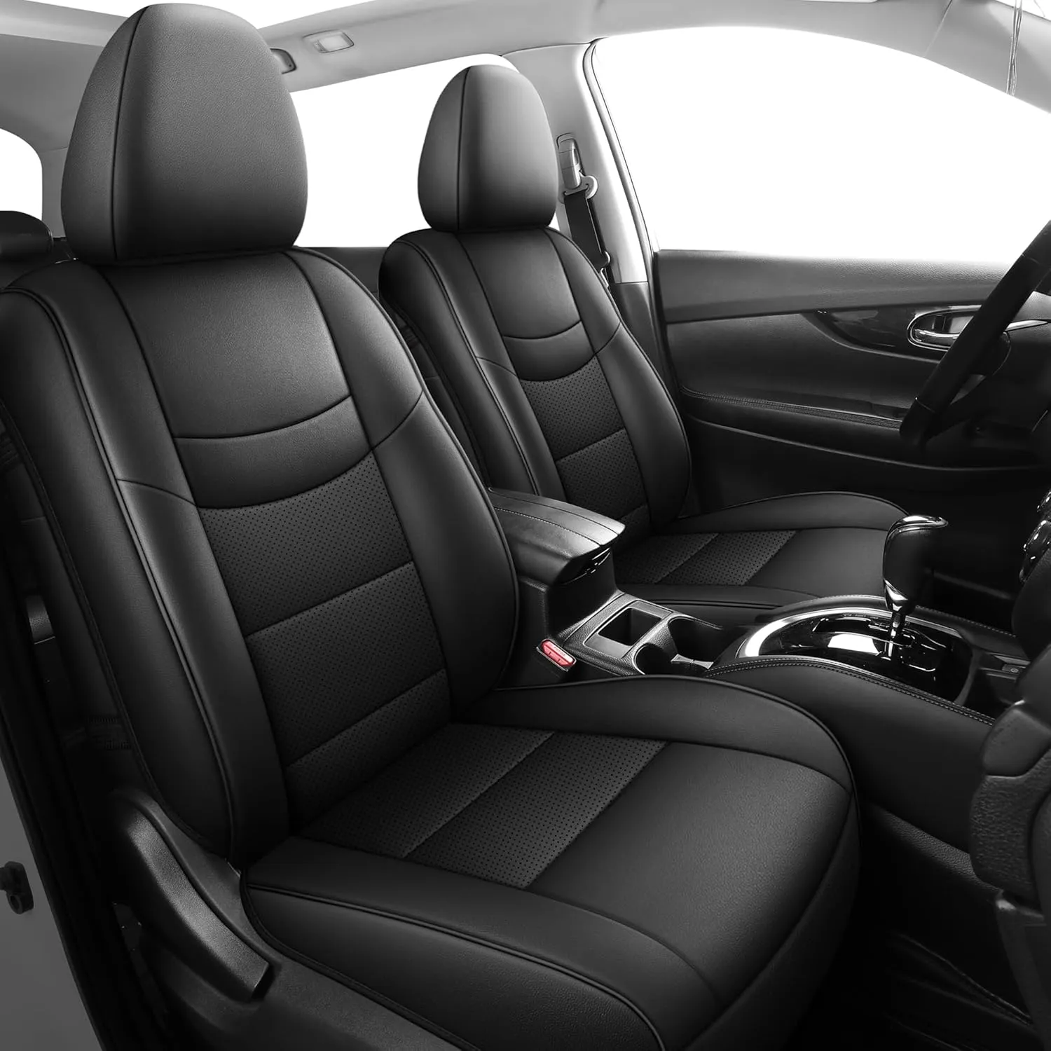 GXT Fit Nissan X-Trail Seat Covers for Selected 2014 2015 2016 2017 2018 2019 2020 Nissan X-Trail - Odorless Leatherette Full Set Custom Seat Covers(Black)