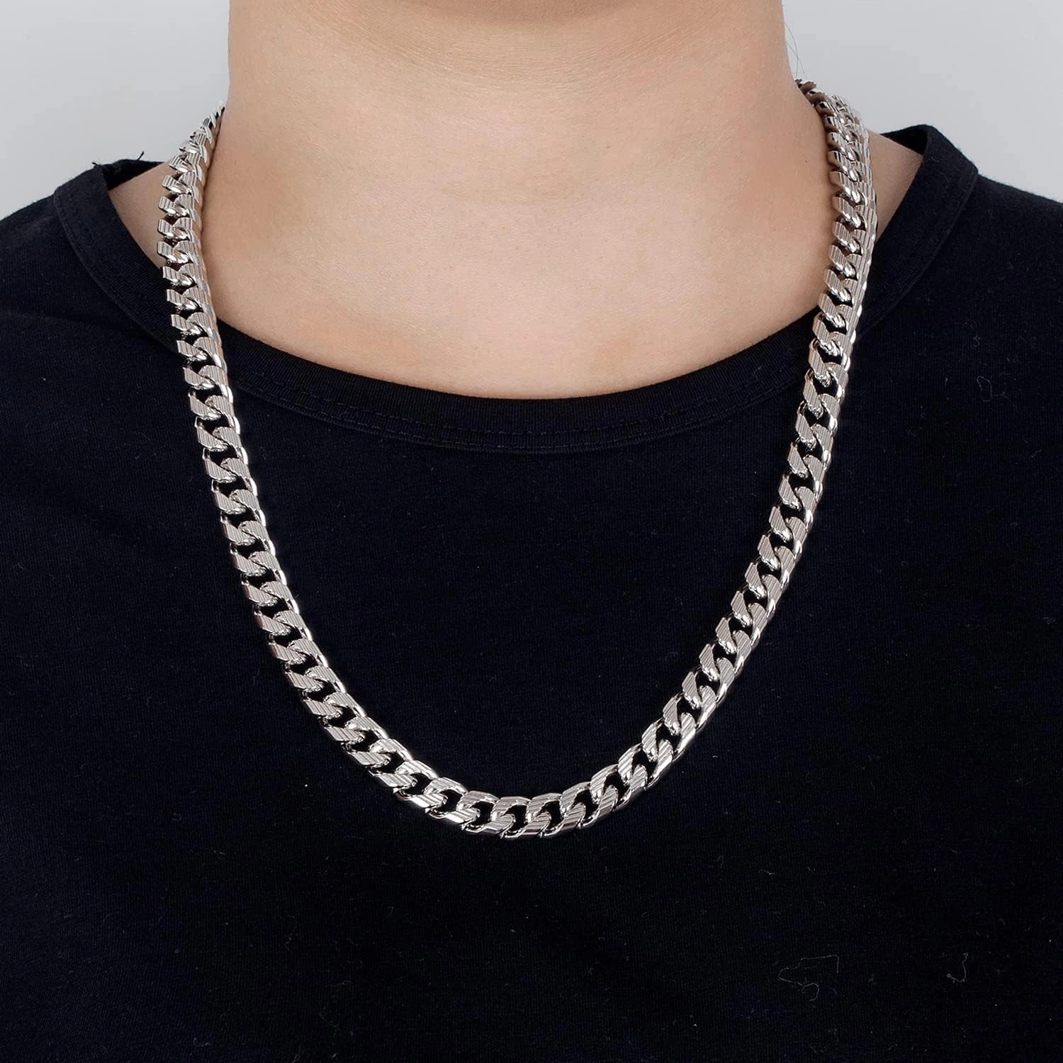 H&Beautimer Men Fashion 925 Sterling Silver Classic Cuban Necklace 10mm-18 20 "22" 24" 26" 28" Curb Cuban ChainSolid Thick Large Link Chocke rFor Man & Boys Jewelry Gift