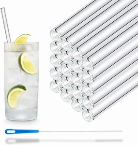 HALM Glass Straws - 8 Inch 50 Reusable Drinking Straws for Hospitality - Made in Germany - Dishwasher Safe - Straight - Perfect for Restaurant Hotel Bar Motel