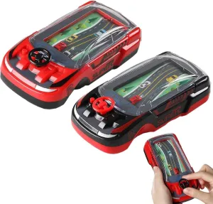 Handheld Racing Car Game, Handheld Car Game, Portable Dual Player Race Game, Family Fun Video Games, Children's Thinking Training, Parent-Child Interactive Games(Black red)