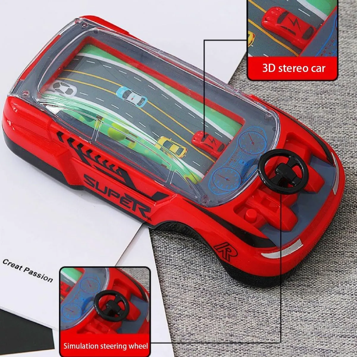 Handheld Racing Car Game, Handheld Car Game, Portable Dual Player Race Game, Family Fun Video Games, Children's Thinking Training, Parent-Child Interactive Games(Black red)