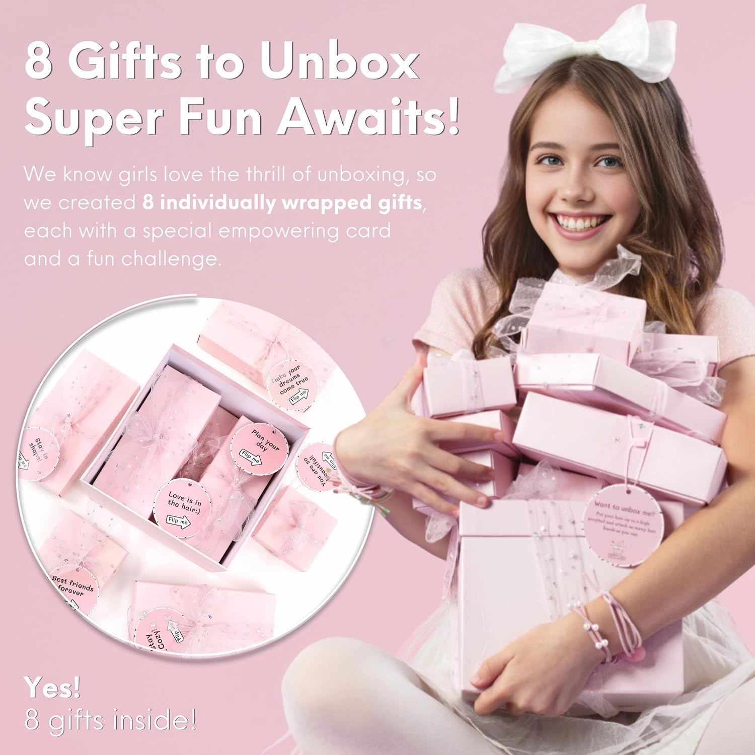 HAPPY LOLLI Gift Basket for Tween & Teen Girls – 8 Trendy Gifts with Tasks & Empowering Cards – Great for Birthdays.