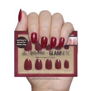 Harry Potter™ x Glamnetic Press On Nails - Marauder's Map™ | Color Changing Graphic Short Oval False Nails, Reusable Stick On Fake Nails with Glue | Salon Quality | 15 Sizes - 30 Nail Kit
