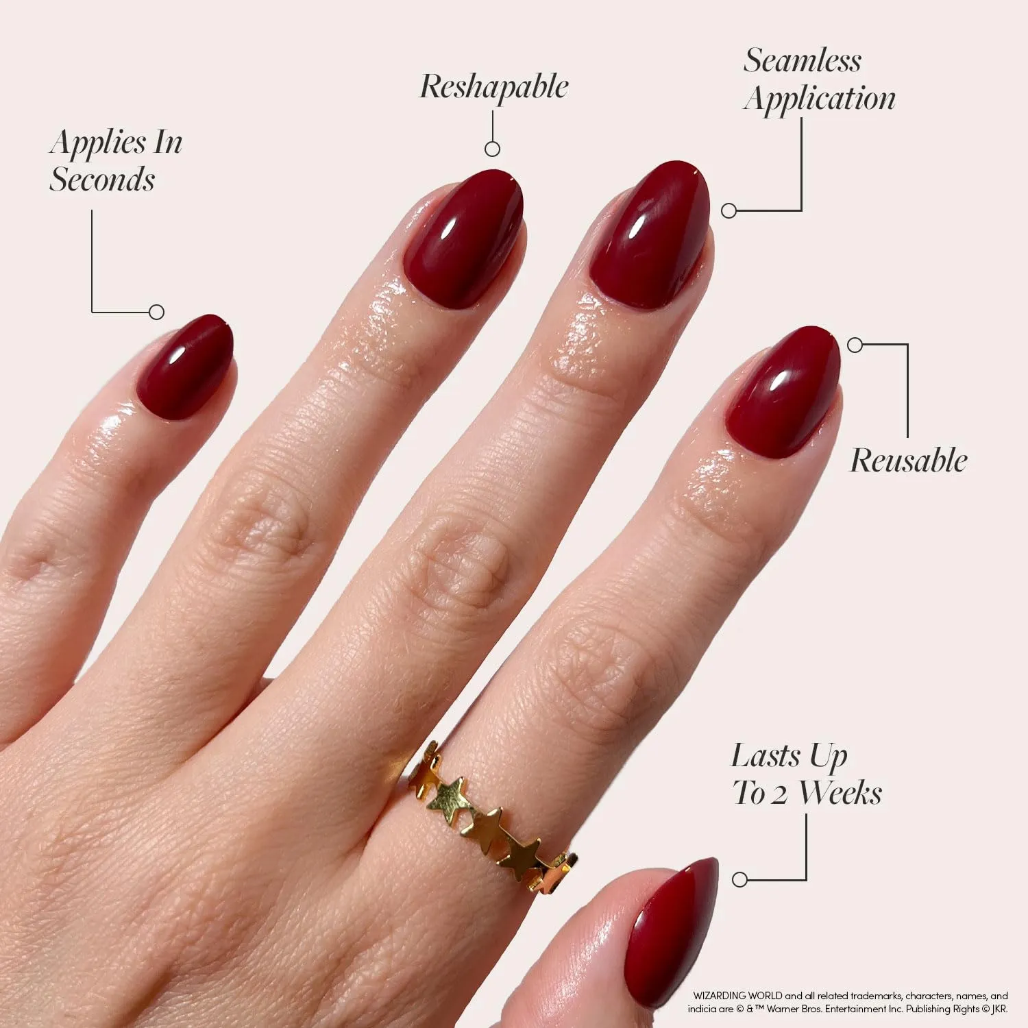 Harry Potter™ x Glamnetic Press On Nails - Marauder's Map™ | Color Changing Graphic Short Oval False Nails, Reusable Stick On Fake Nails with Glue | Salon Quality | 15 Sizes - 30 Nail Kit