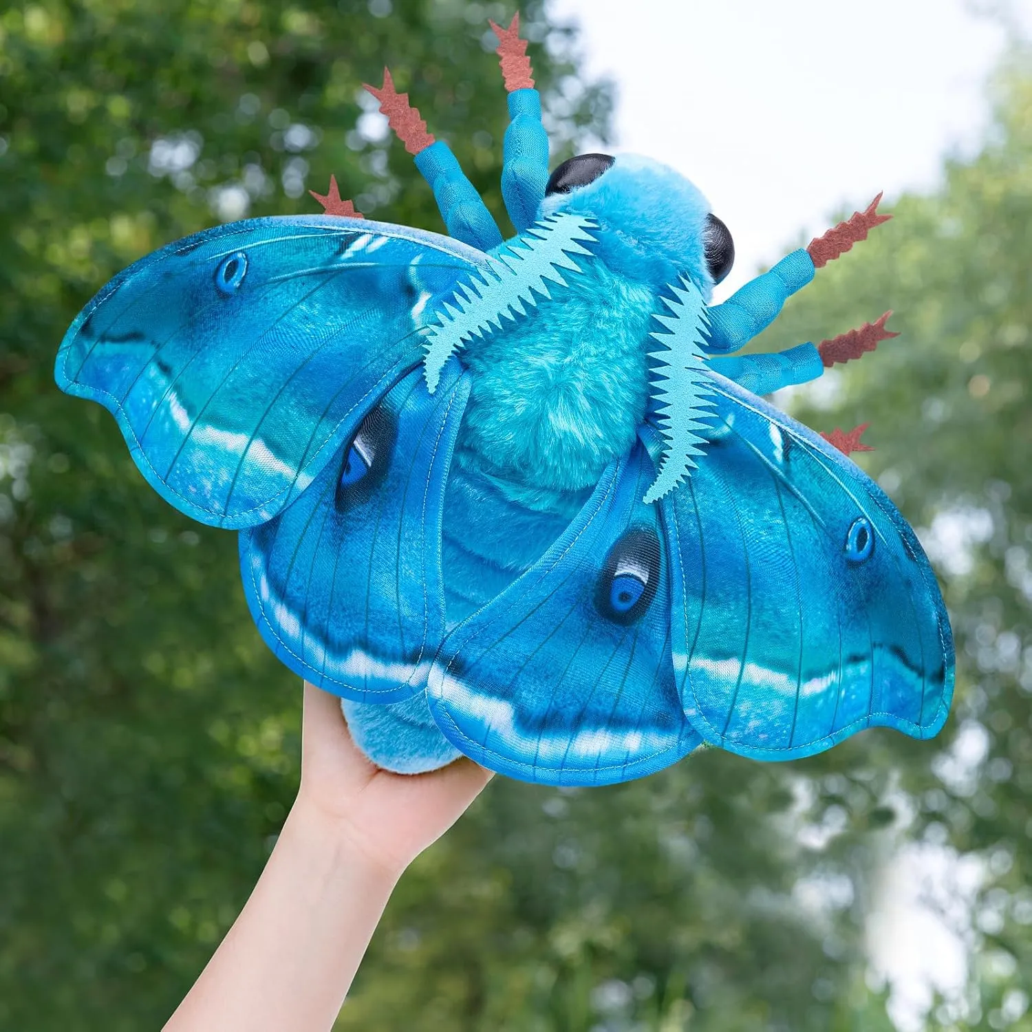 Head Hawkmoth Plush, Simulation Hawkmoth Stuffed Animals -10 inches, Moth Plushie Model Collction, for Moth Lovers, Kids,Blue,S