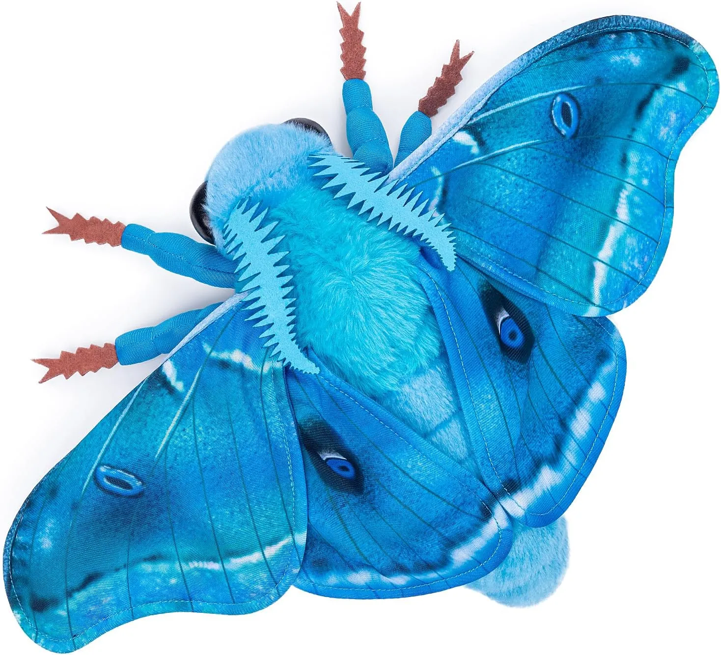 Head Hawkmoth Plush, Simulation Hawkmoth Stuffed Animals -10 inches, Moth Plushie Model Collction, for Moth Lovers, Kids,Blue,S