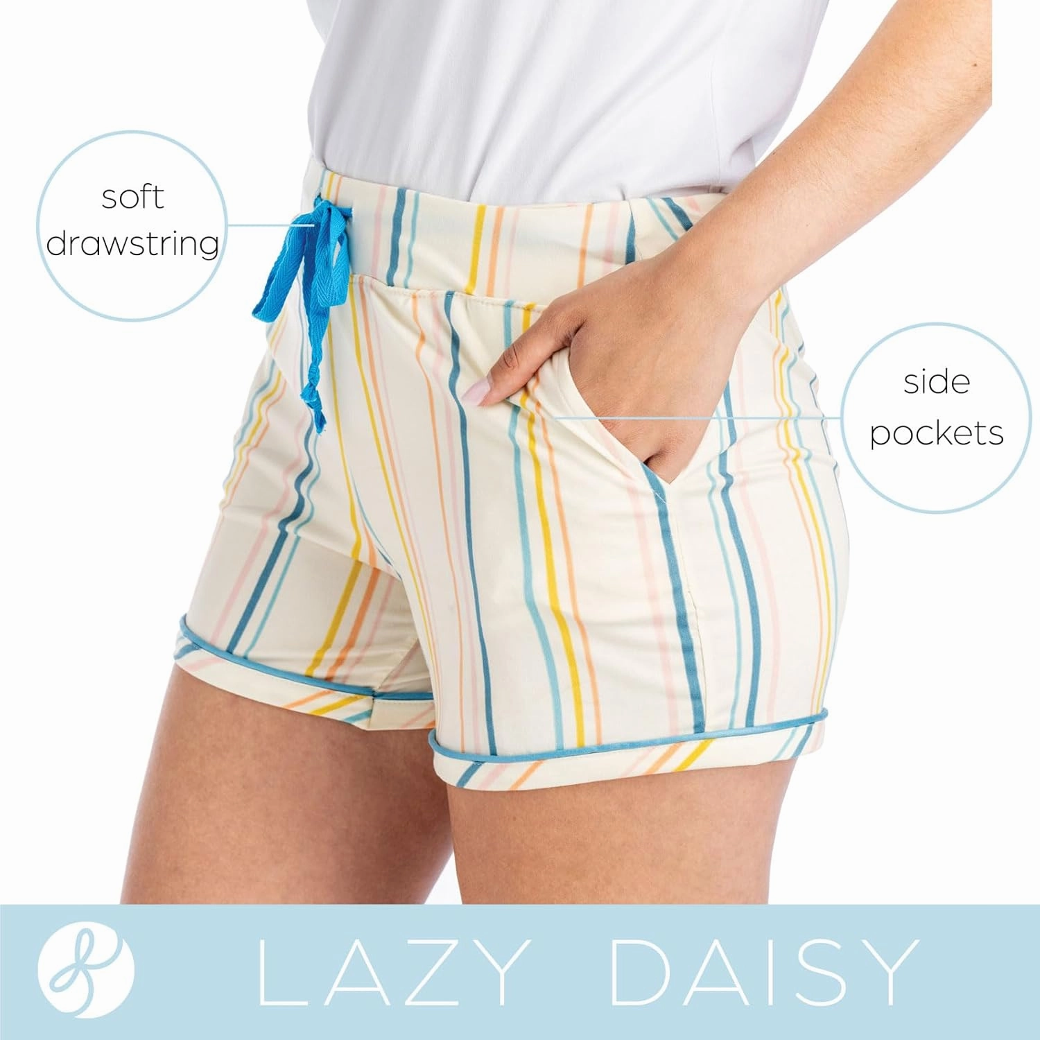 Hello Mello Signature Lounge Shorts Womens Soft Relaxed Pajama Bottoms Roomy Wide Leg Drawstring Waist Side Pockets