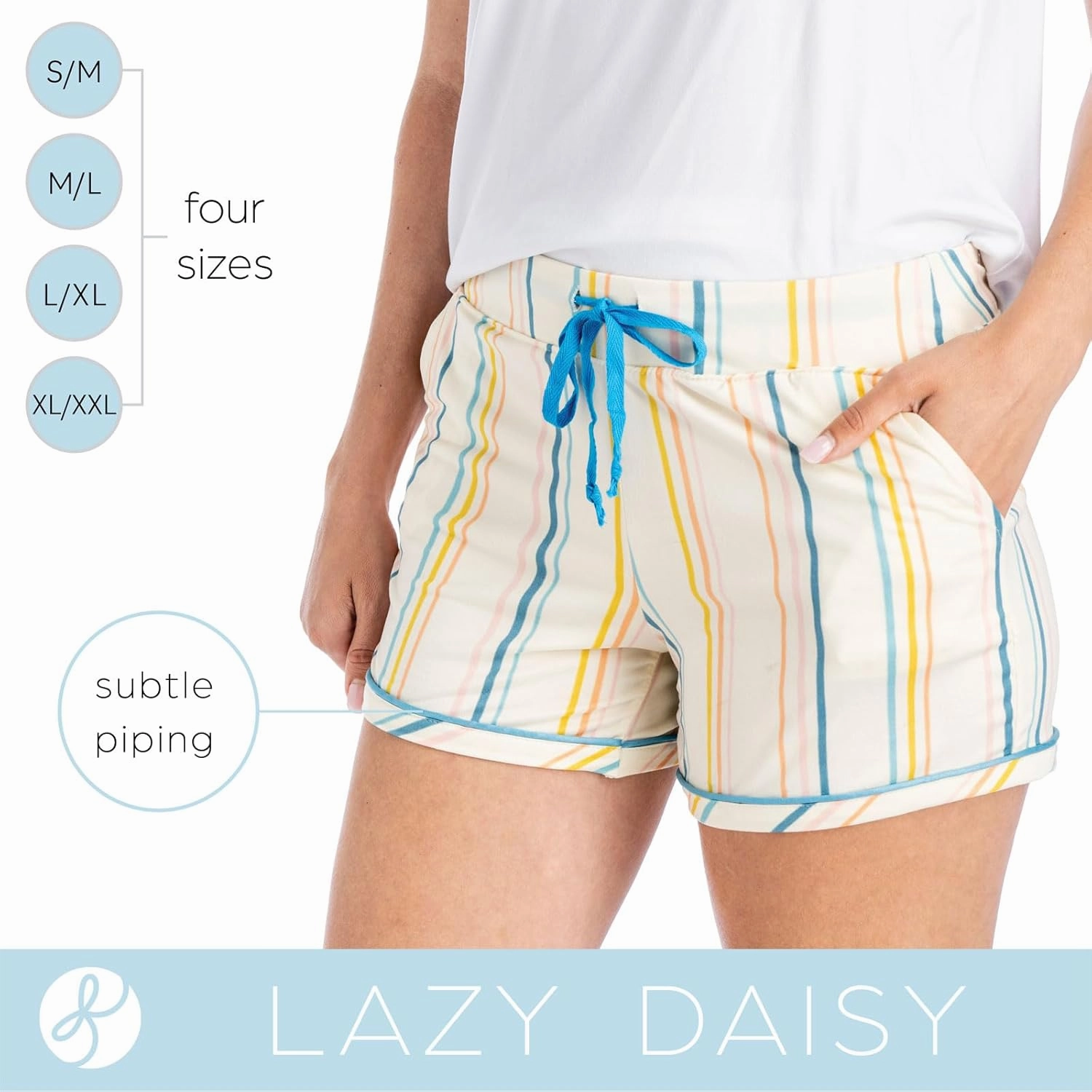 Hello Mello Signature Lounge Shorts Womens Soft Relaxed Pajama Bottoms Roomy Wide Leg Drawstring Waist Side Pockets