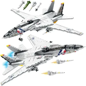 HI-REEKE F-14 Jet Fighter Plane Tomcat Military Building Set for Adult, Army Model Jet Fighter Plane 1:34-1600 PCS