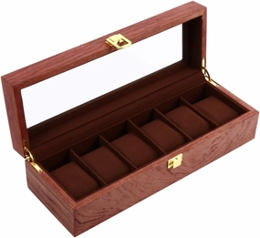 Homoyoyo 1Pc Slot Wooden Watch Box Organizer with Transparent Lid Durable Storage Case for Watches Elegant Design for Home present Display