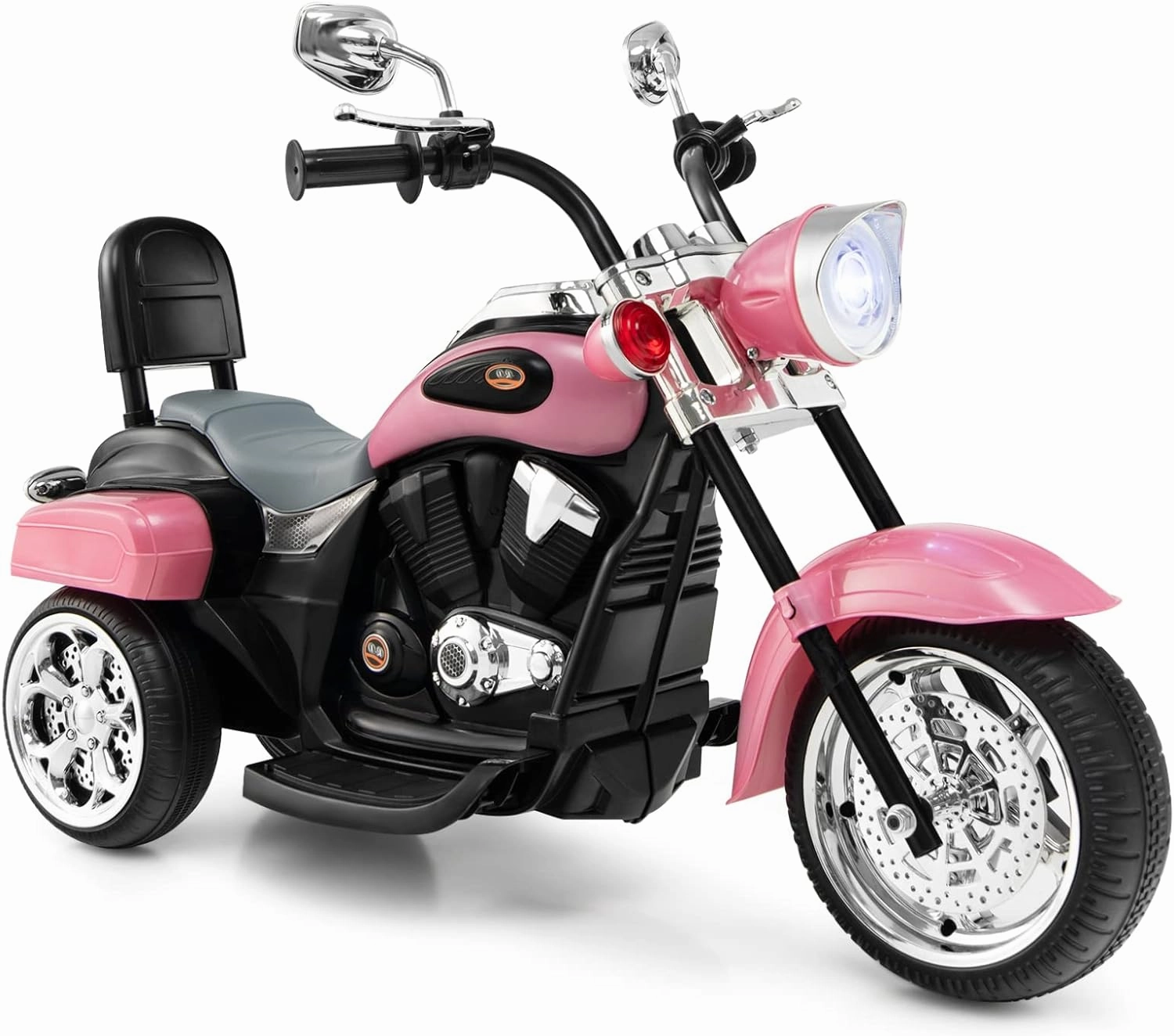 HONEY JOY Pink Kids Motorcycle, 6V Battery Powered Toddler Chopper Motorbike Ride On Toy w/Horn & Headlight, Foot Pedal, 3-Wheel Mini Electric Motorcycle for Kids, Gift for Boys Girls(Pink)