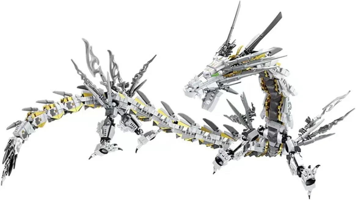 HONLANCH Dragon Series White Mechanical Hurricane Dragon Building Blocks Set (1485Pieces)-Toys Gifts for Kid and Adult