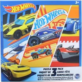 Hot Wheels 3 Pack Kids Puzzles (1X24PC, 1X 48PC, 1X100PC)