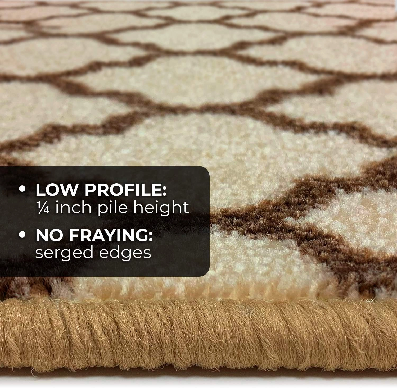 House, Home and More Set of 15 Skid-Resistant Carpet Stair Treads – Moroccan Trellis Lattice – Vanilla Cream & Coffee Brown – 9 Inches X 36 Inches