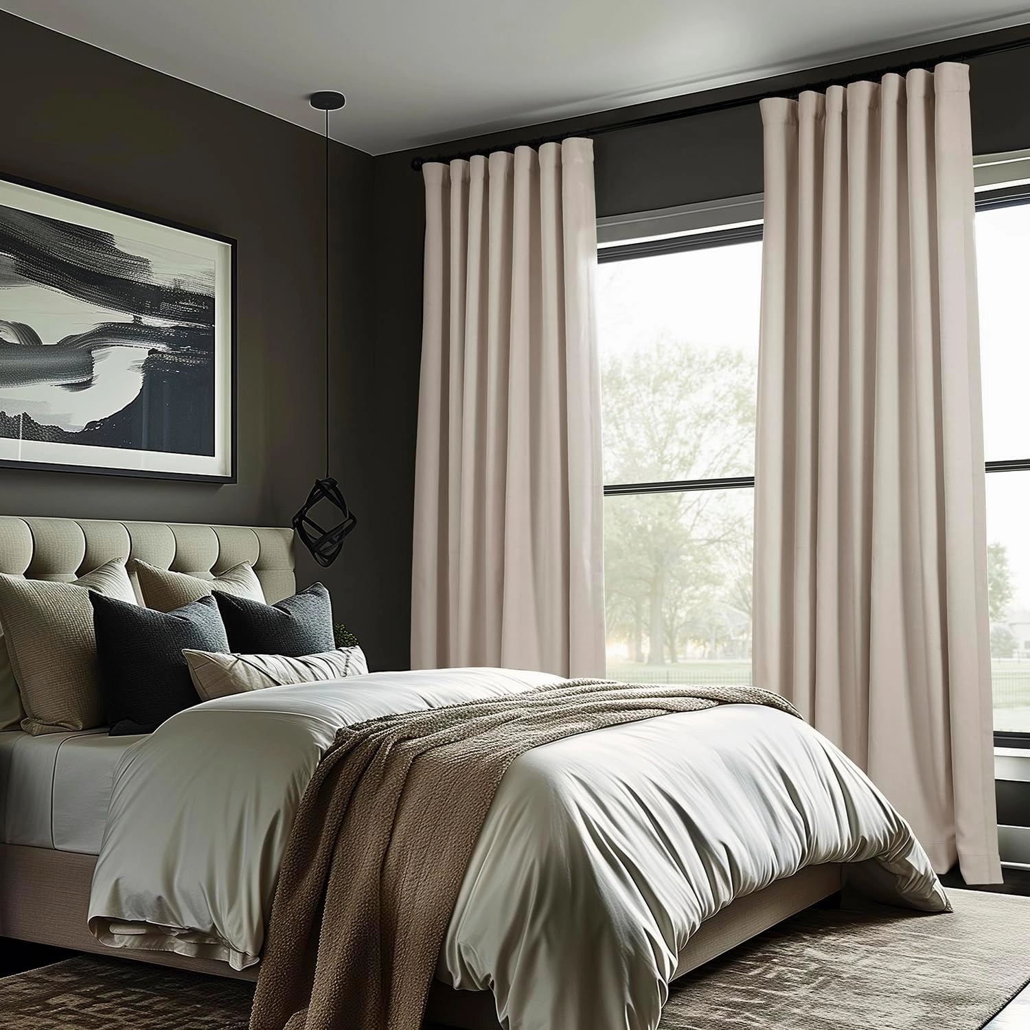HPD Half Price Drapes - Faux Linen Curtains for Living Room (1 Panel) - 50W X 84L - Textured Room Darkening Curtains for Bedroom 84 Inches Long - Drapes for Home Decor, Birch