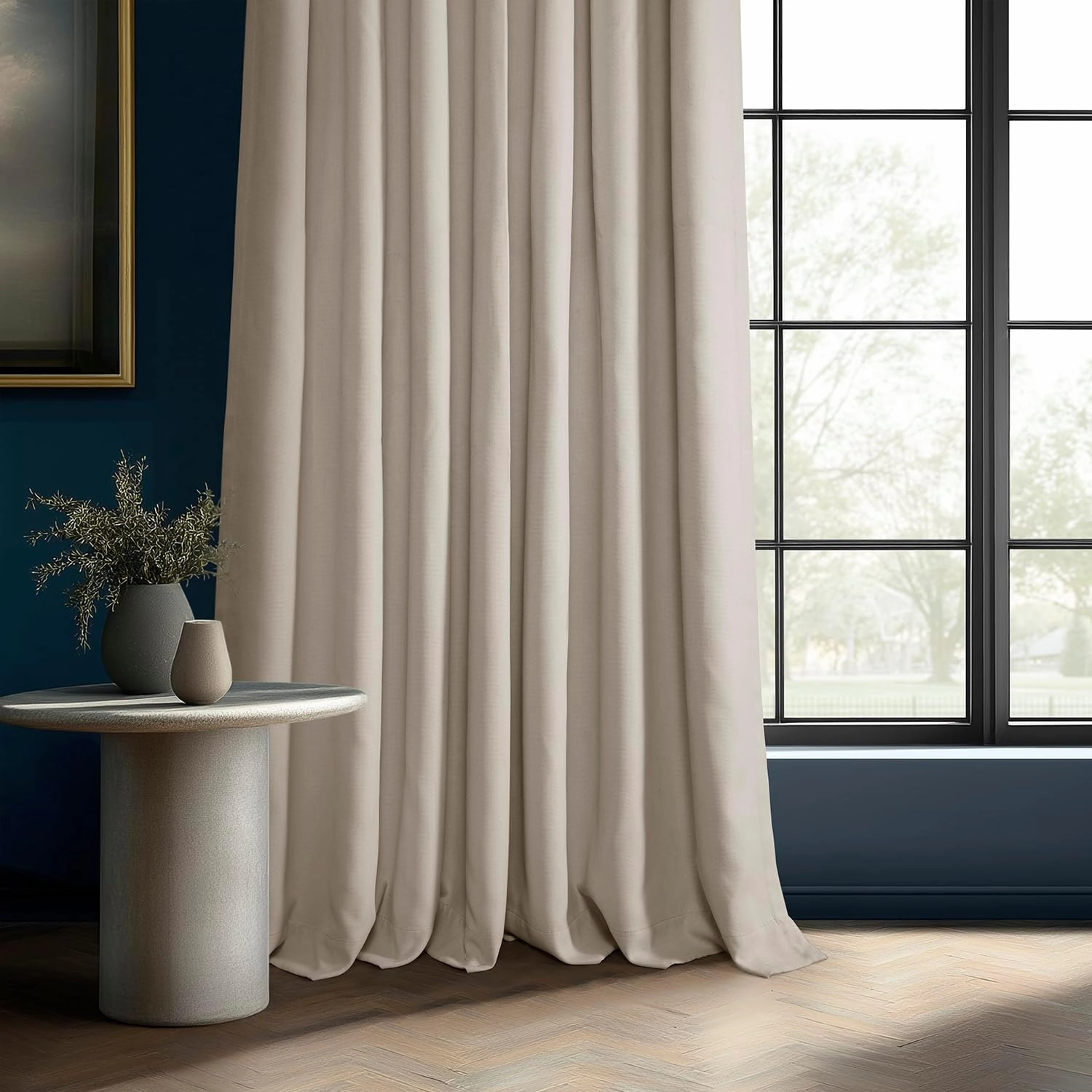 HPD Half Price Drapes - Faux Linen Curtains for Living Room (1 Panel) - 50W X 84L - Textured Room Darkening Curtains for Bedroom 84 Inches Long - Drapes for Home Decor, Birch