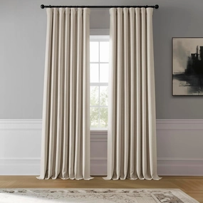 HPD Half Price Drapes - Faux Linen Curtains for Living Room (1 Panel) - 50W X 84L - Textured Room Darkening Curtains for Bedroom 84 Inches Long - Drapes for Home Decor, Birch