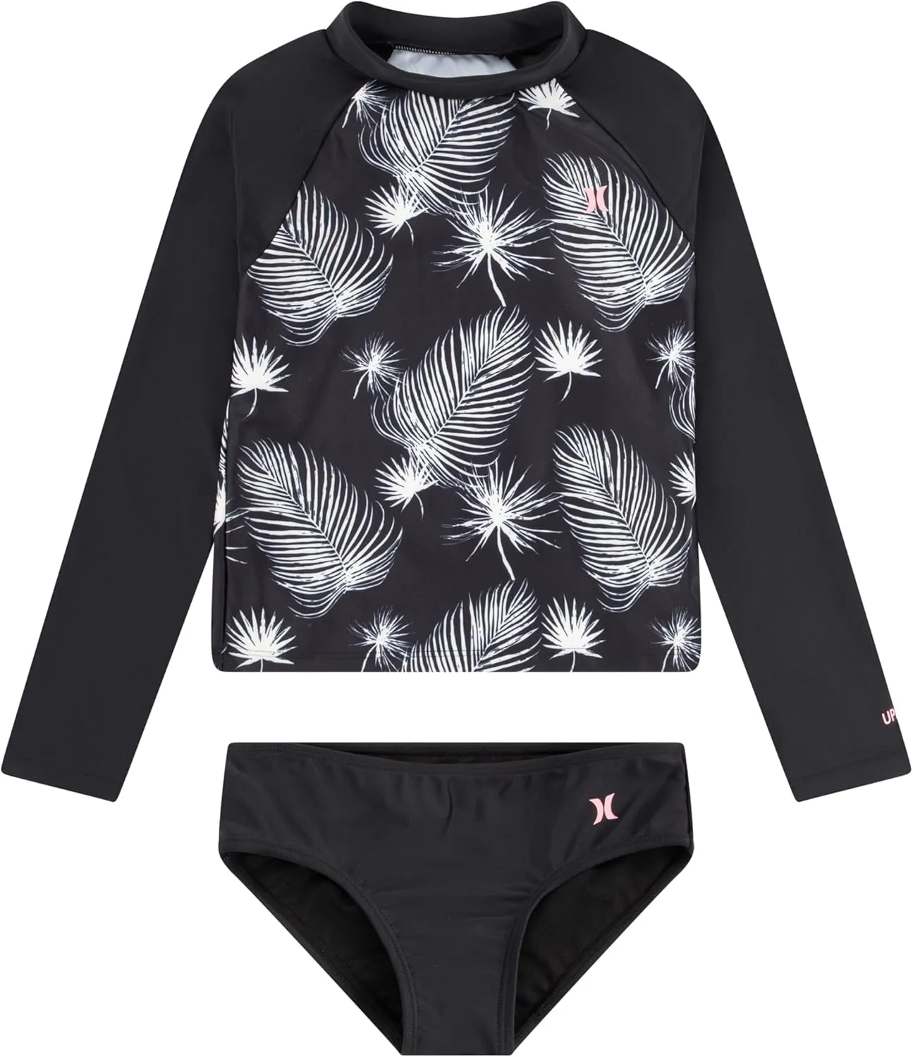 Hurley Girls Long Sleeve Rash Guard 2-Piece Swimsuit