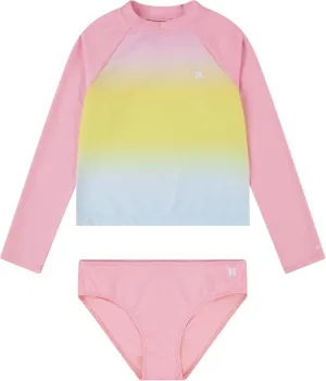 Hurley Girls Long Sleeve Rash Guard 2-Piece Swimsuit