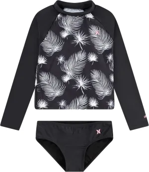Hurley Girls Long Sleeve Rash Guard 2-Piece Swimsuit