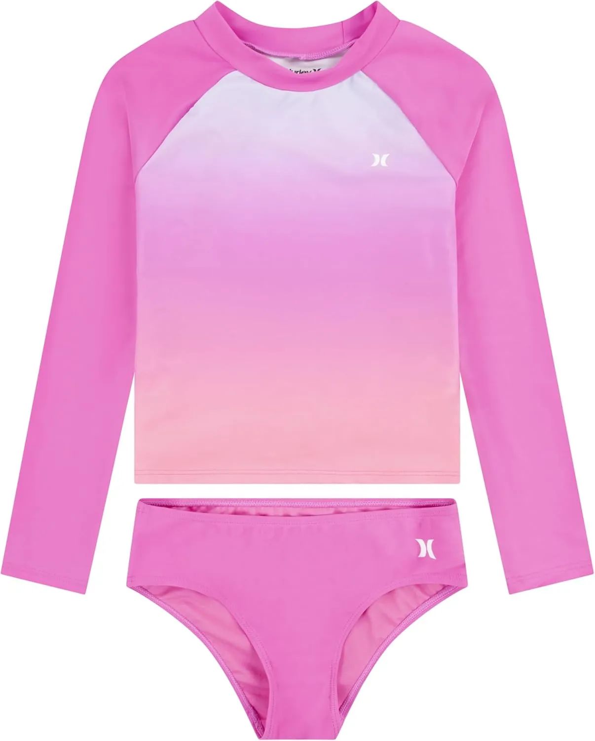 Hurley Girls Long Sleeve Rash Guard 2-Piece Swimsuit