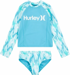 Hurley Girls' Long Sleeve Rash Guard Swimsuit