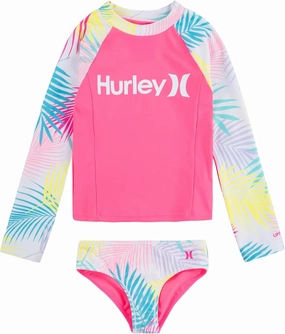 Hurley Girls' Long Sleeve Rash Guard Swimsuit