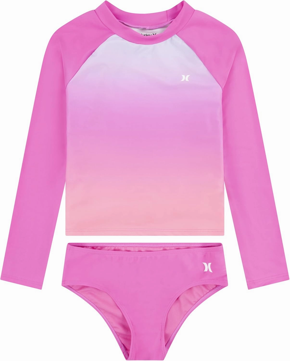 Hurley Girls Long Sleeve Rash Guard 2-Piece Swimsuit
