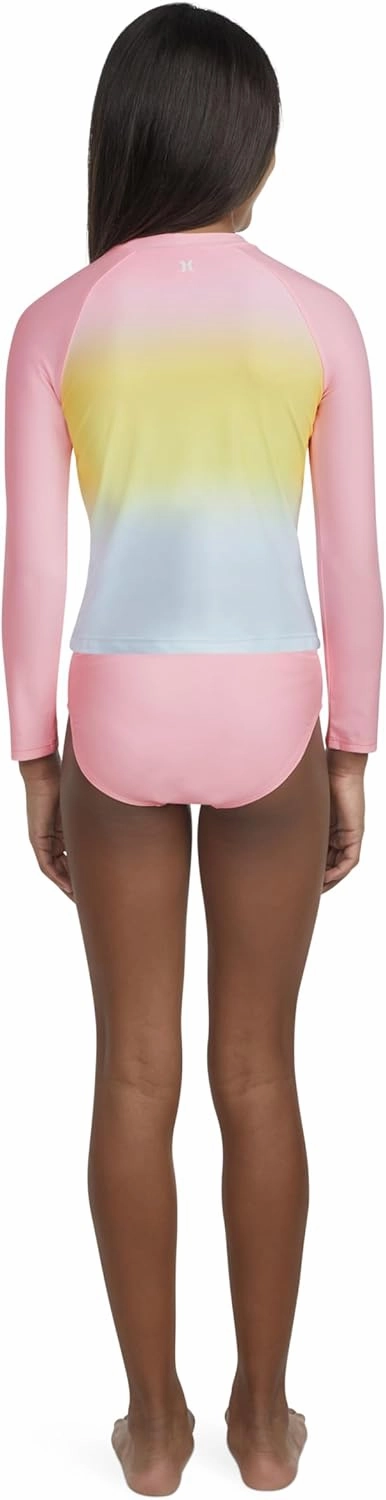 Hurley Girls Long Sleeve Rash Guard 2-Piece Swimsuit