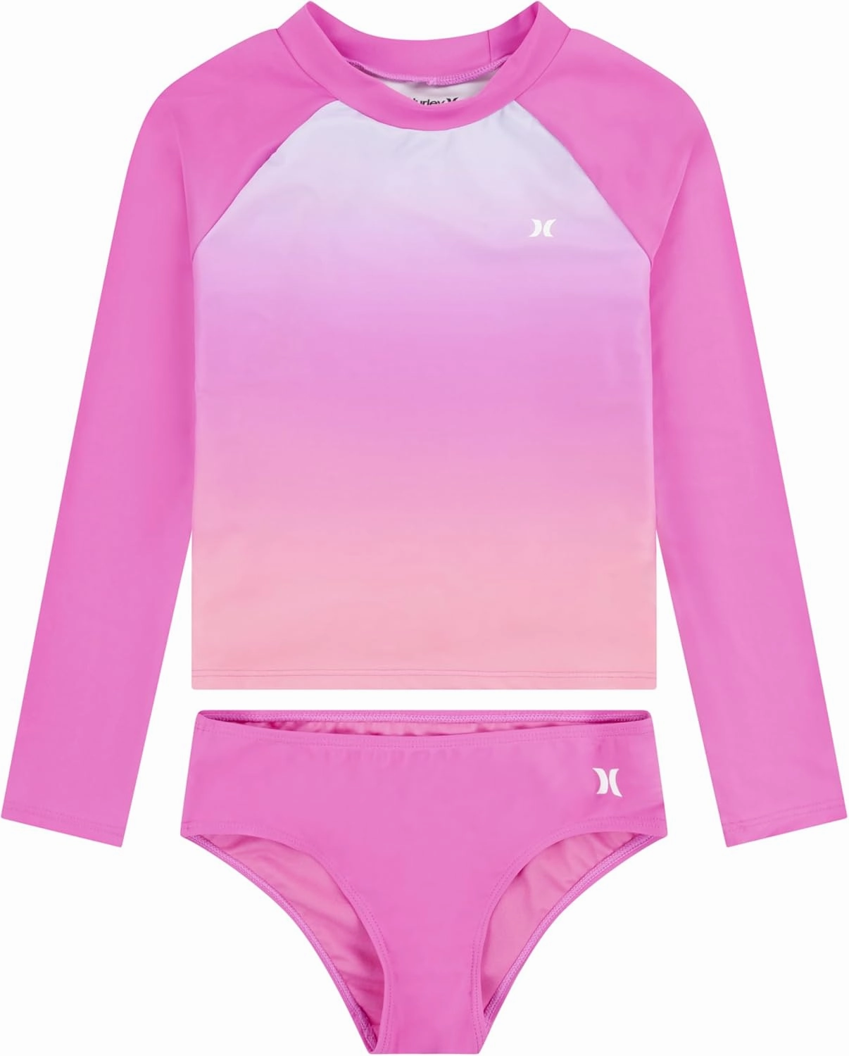 Hurley Girls Long Sleeve Rash Guard 2-Piece Swimsuit