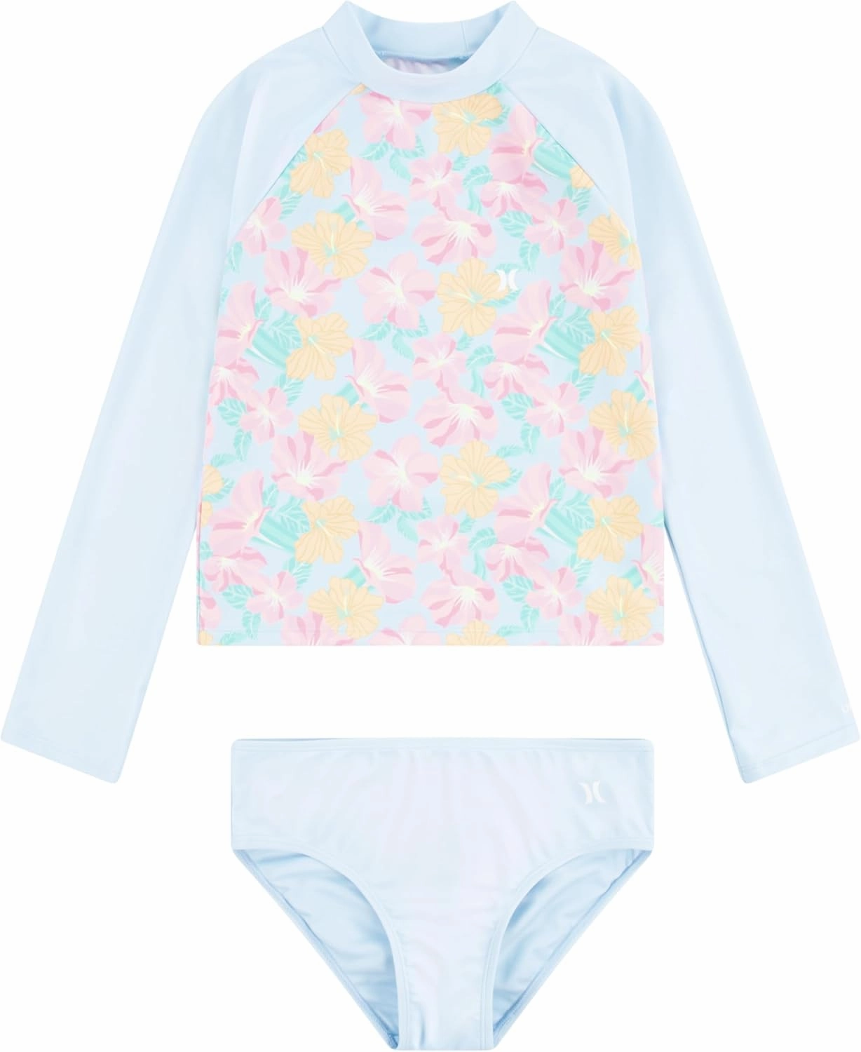 Hurley Girls Long Sleeve Rash Guard 2-Piece Swimsuit