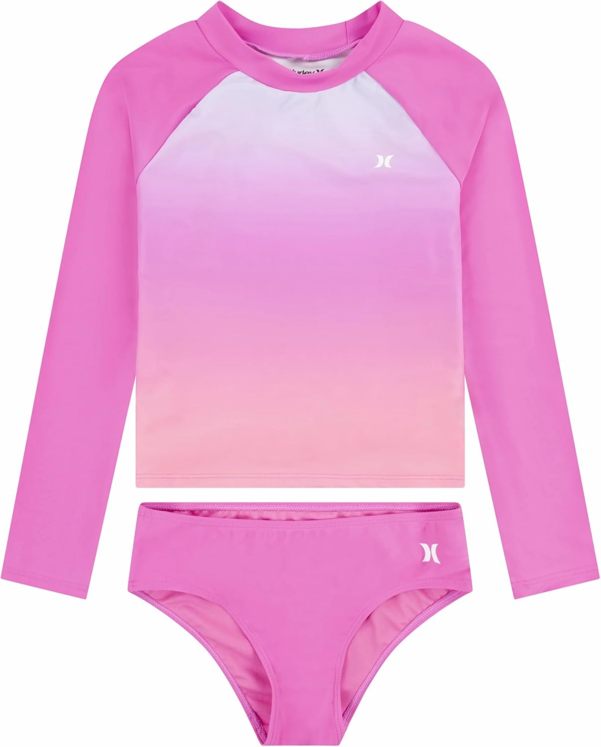 Hurley Girls Long Sleeve Rash Guard 2-Piece Swimsuit