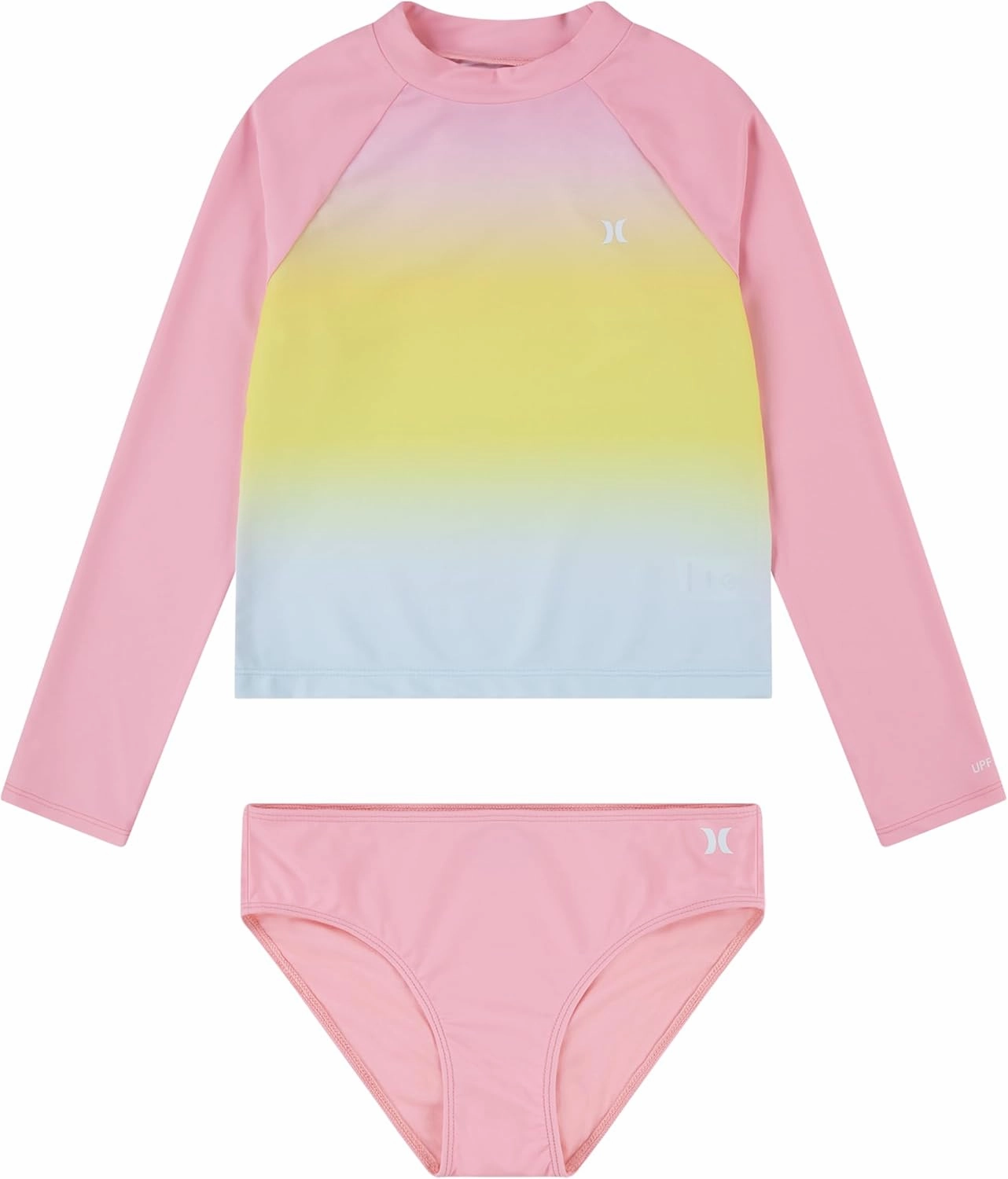 Hurley Girls Long Sleeve Rash Guard 2-Piece Swimsuit
