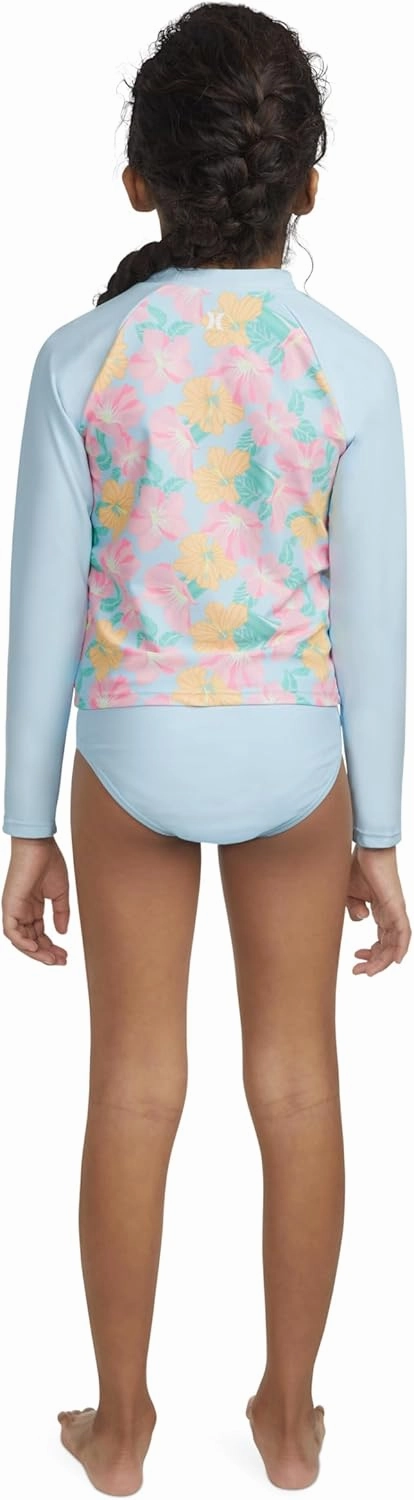 Hurley Girls Long Sleeve Rash Guard 2-Piece Swimsuit
