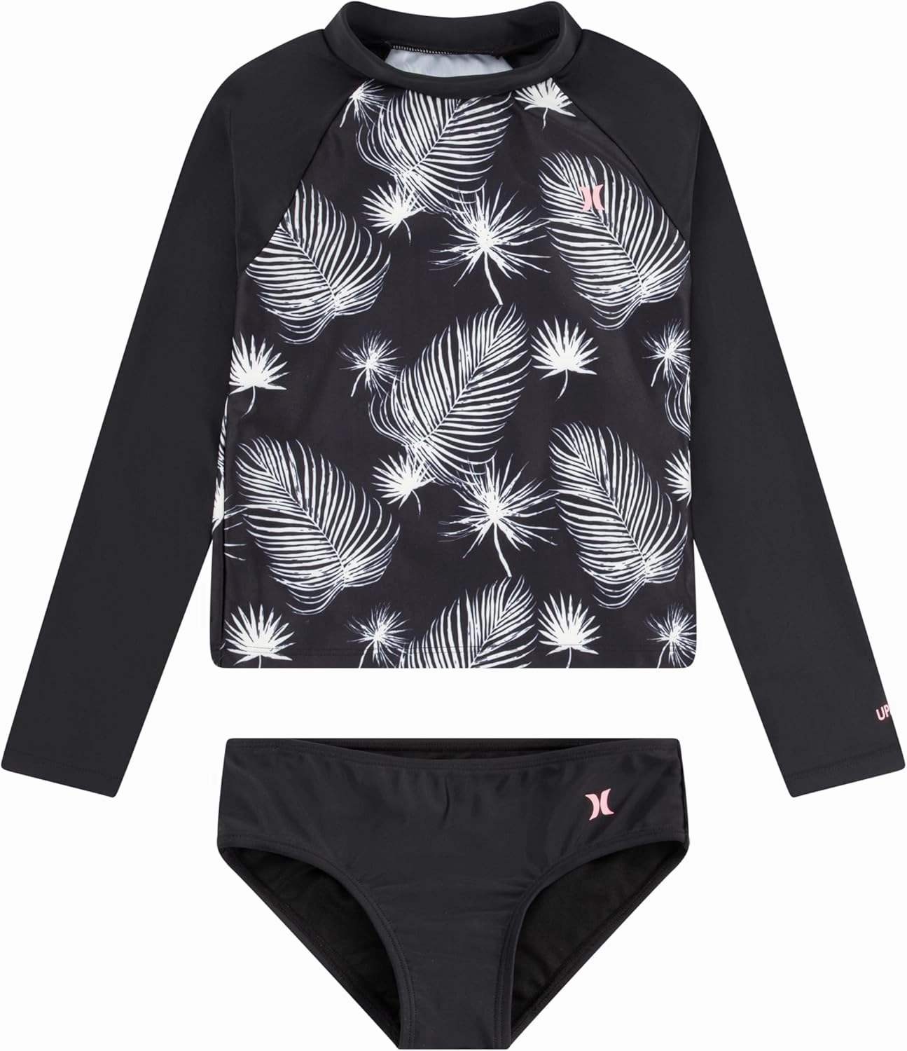 Hurley Girls Long Sleeve Rash Guard 2-Piece Swimsuit