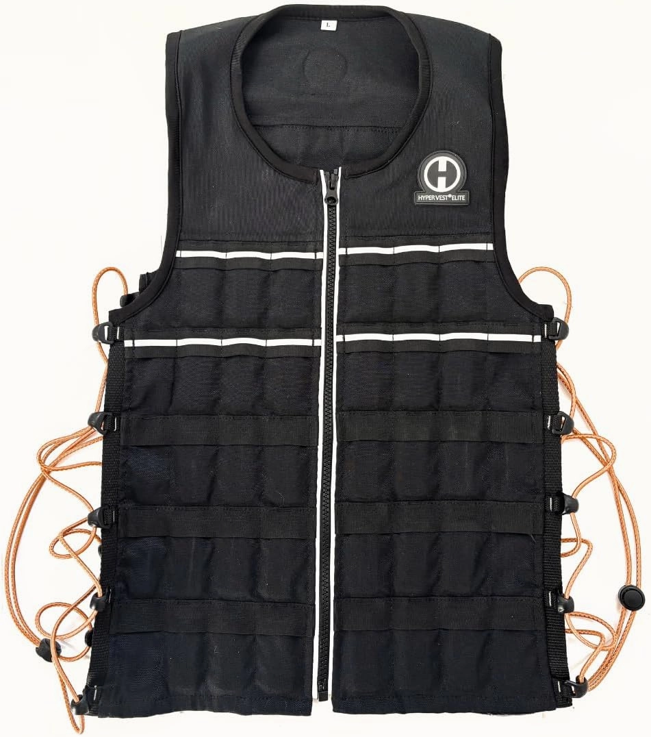 Hyperwear Hyper Vest ELITE Fully Adjustable Weight Vest - Stretch CORDURA® Fabric Zipper Thin Steel Weights - Weighted Vests for Running, Strength, Endurance, Walking - Sizes S, M, L, XL
