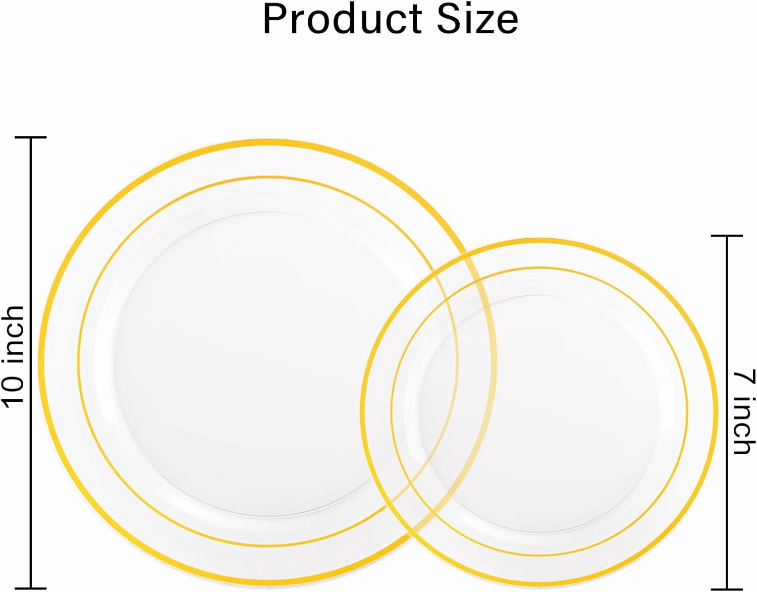 I00000 102 Pcs Clear Gold Plastic Plates - Disposable Party Plates, Gold Plates Disposable Include 51 Dinner Plates and 51 Dessert Plates, Plastic Plates for Party, Holiday, Wedding & Birthday