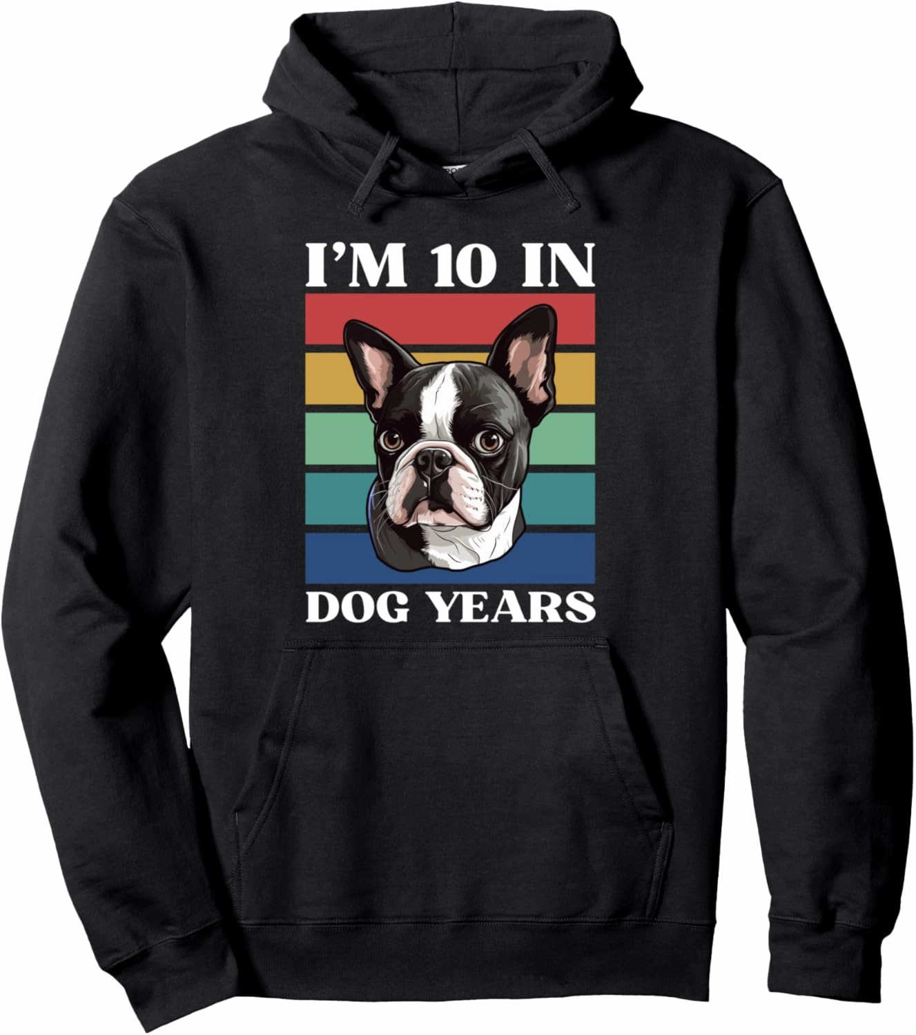 I’m 10 In Dog Years Funny 70th Birthday Boston Terrier Dog Pullover Hoodie