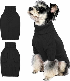 IECOii Dog Sweater,Dog Sweaters for Medium Dogs Girls Boys,Doggie Sweater Christmas,Pet Sweatshirt Knitwear Outfit for Holiday,Knit Turtleneck Warm Clothes for French Bulldog,Boston Terrier(Black,M)
