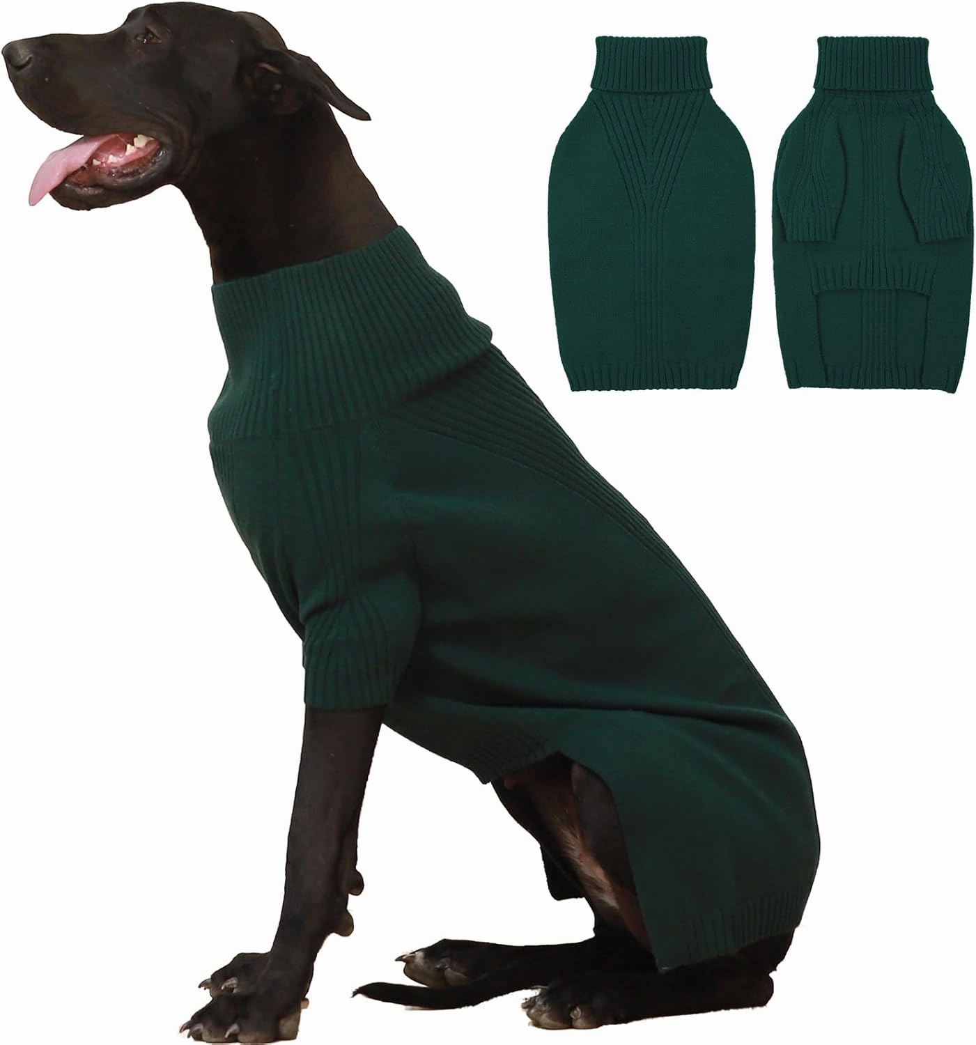IECOii Extra-Large Dog Sweater 4XL,Christmas Dog Sweaters for Extra Large Dogs Girl Boy,Turtleneck Knitted Knitwear for Pet,Easy On Doggie Sweatshirt Dog Sweater for Doberman,Great Dane(Green,XXXXL)