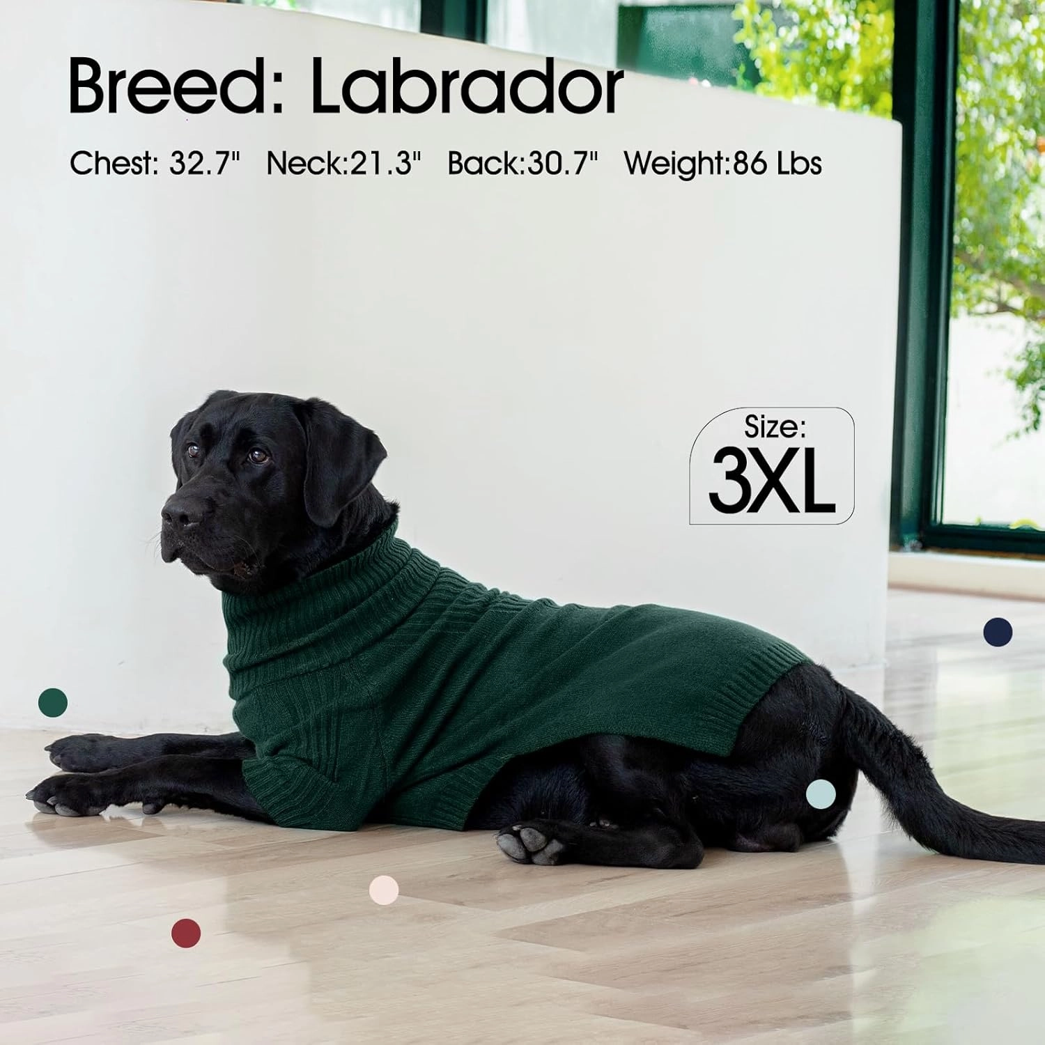 IECOii XXL Dog Sweater,Knit Big Dog Sweater Christmas,Pet Turtleneck Doggy Sweatshirt for Extra Large Dogs boy Girl,Large Size Dog Cold Weather Outfit English Bulldog Clothes for Winter,(Green XXL)
