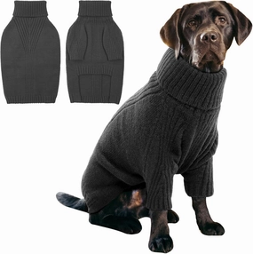 IECOii XXL Dog Sweater,Knit Big Dog Sweater Christmas,Pet Turtleneck Doggy Sweatshirt for Extra Large Dogs boy Girl,Large Size Dog Cold Weather Outfit English Bulldog Clothes for Winter,(Grey XXL)