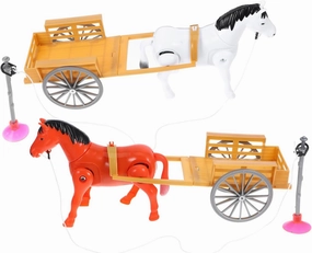 IMIKEYA Rotating Horse Toy Set Plastic Rotating Toy Electric Boys and Girls Horse Carriage Random Color