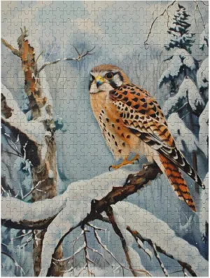 in Snowscape Kestrel Jigsaw Puzzles Wooden Puzzle Fun Toy Home Decor Gift for Family Friends 500 PCS