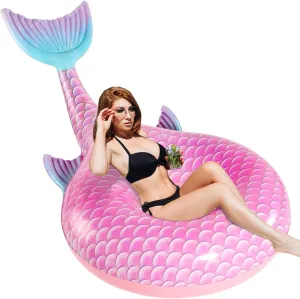 Inflatable Mermaid Pool Float, Swimming Pool Tube Mermaid Floaties,Huge Pool Floats for Pool Party Lounge Birthday Gift