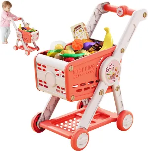 INSHUEY Pretend Shopping Playset Toy Kids Groceries Girls Boys Playing House Toys Big Size Shop Cart 30 Pack Toy with Play Kitchen Accessories