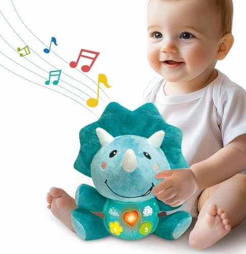 iPlay, iLearn Baby Dinosaur Musical Toys, Newborn Boys Gift, Soft Dino Plush Stuffed Animal, Infant Light Music Time, 1st Easter Basket Shower Stuffers for 0 1 2 3 6 9 12 18 Month 1-3 Yrs Toddler Girl