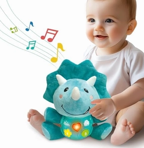 iPlay, iLearn Baby Dinosaur Musical Toys, Newborn Boys Gift, Soft Dino Plush Stuffed Animal, Infant Light Music Time, 1st Easter Basket Shower Stuffers for 0 1 2 3 6 9 12 18 Month 1-3 Yrs Toddler Girl