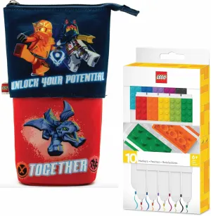 IQ LEGO Marker 10 Pack with LEGO Ninjago Together Pop Up Pencil Case